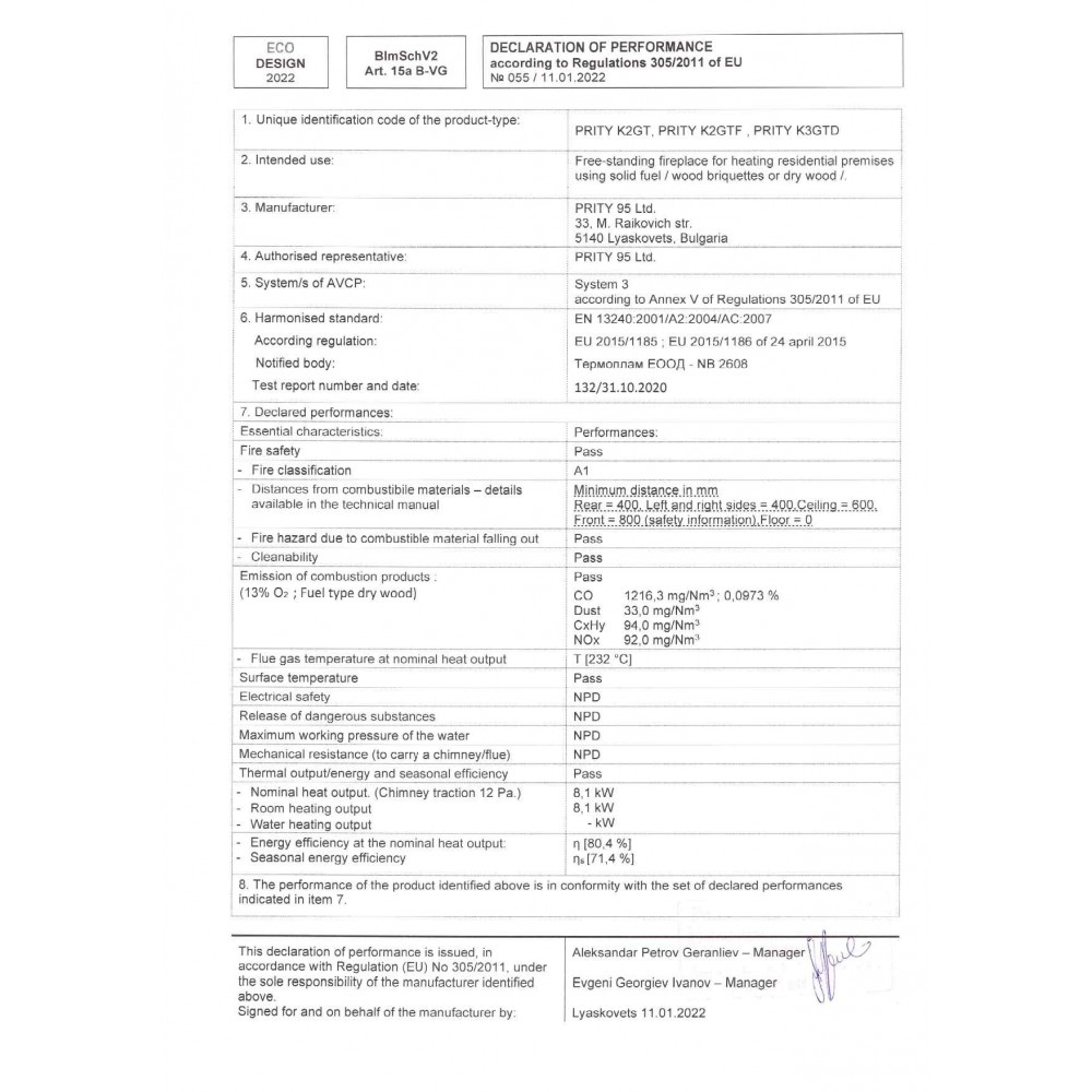 Malkas krāsns Prity K3 GT D, 8.1 kW |  |  |