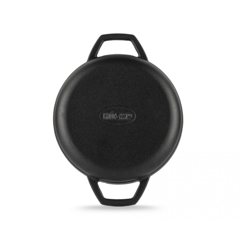 Emaljēta čuguna panna ar diviem rokturiem Hosse, Black Onyx, Ф19cm | Plakana čuguna panna | Čuguna panna |