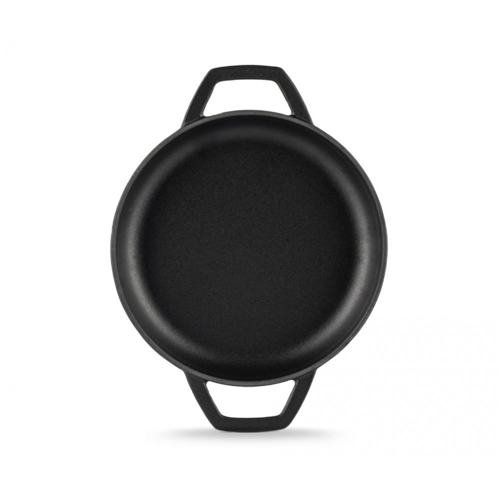 Emaljēta čuguna panna ar diviem rokturiem Hosse, Black Onyx, Ф19cm | Plakana čuguna panna | Čuguna panna |