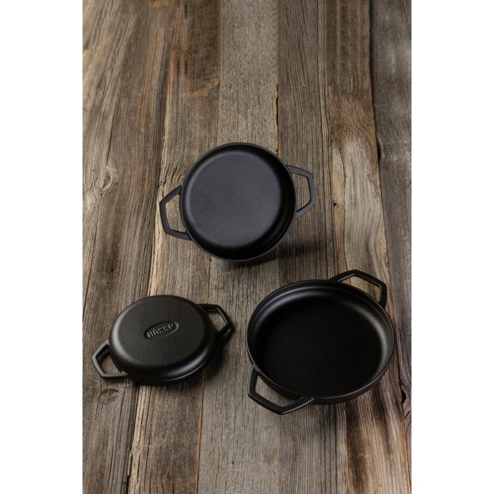Emaljēta čuguna panna ar diviem rokturiem Hosse, Black Onyx, Ф19cm | Plakana čuguna panna | Čuguna panna |