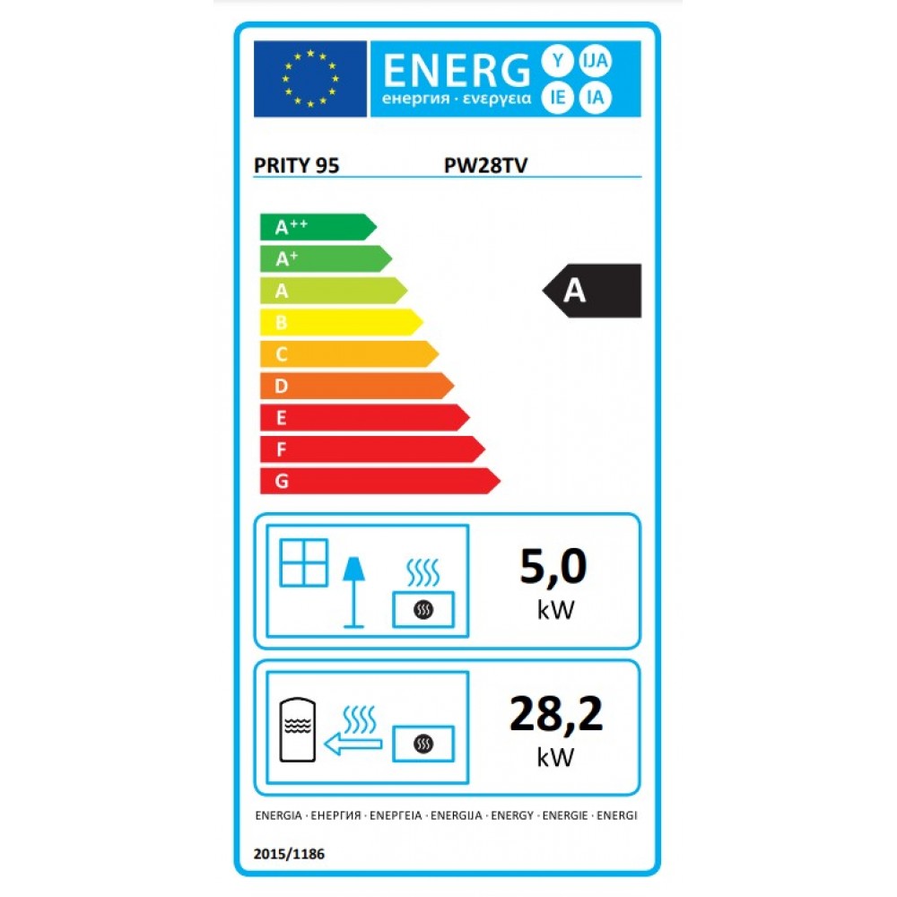 Malkas kamīns Prity ar aizmugurējo katlu P W28 TV, 28,2 kW |  |  |