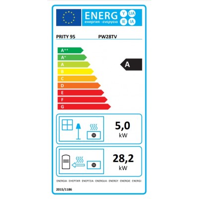 Malkas kamīns Prity ar aizmugurējo katlu P W28 TV, 28,2 kW - Malkas krāsnis