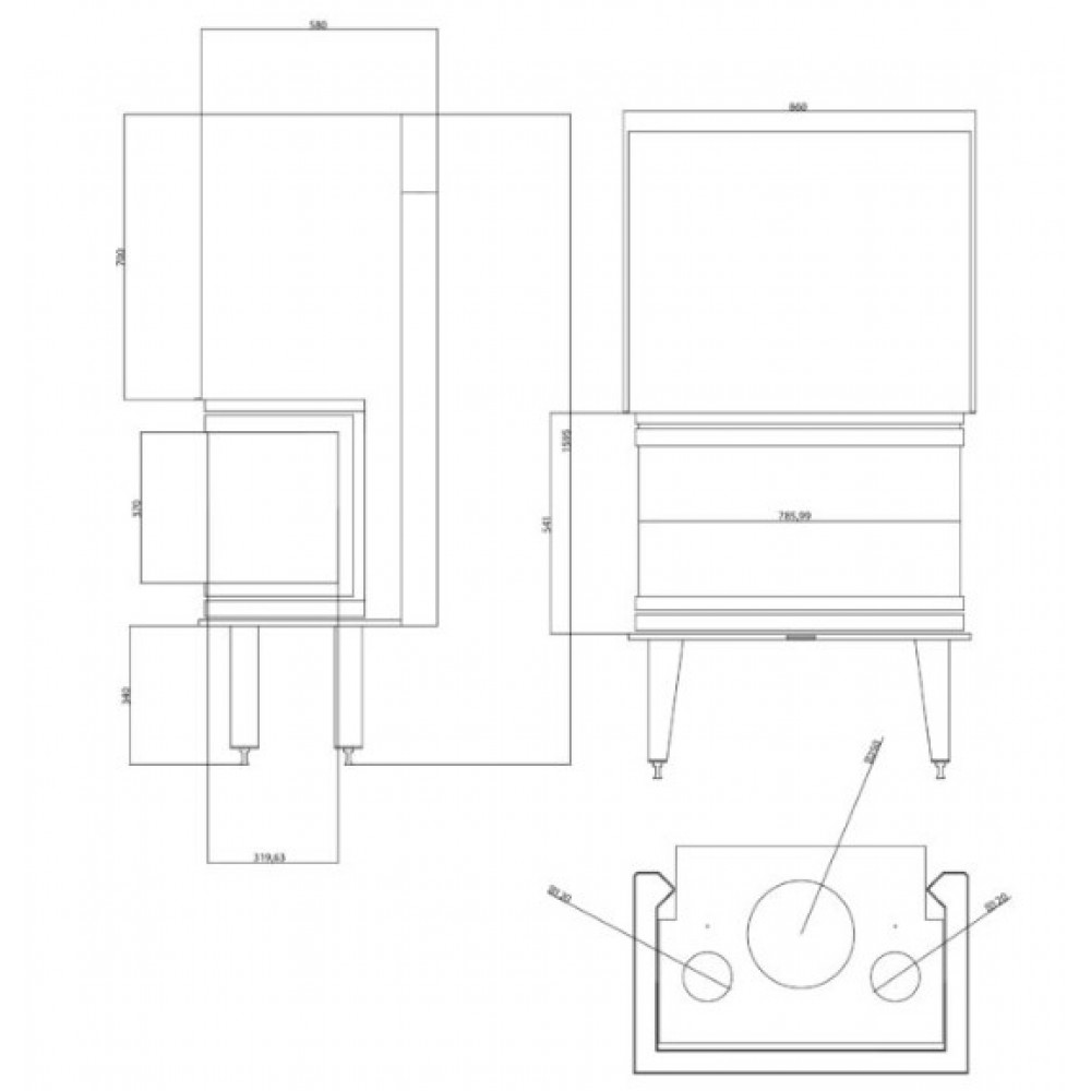 Kamīna kurtuve Balkan Energy ATS AIR PANORAMA 800, 16.04kW | Kamīnu kurtuves | Kamīni |