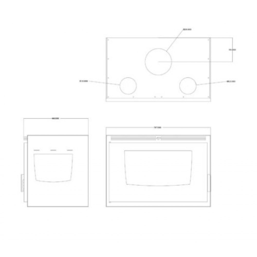 Kamīna kurtuve Balkan Energy ATS INSERT CORNER AIR 800, ar ventilatoru un gaisa vadiem, pa kreisi, 13.73kW | Kamīnu kurtuves | Kamīni |