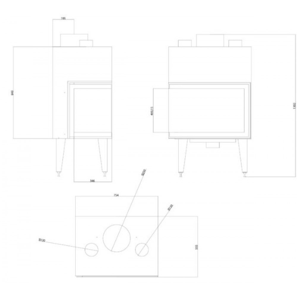 Kamīna kurtuve Balkan Energy ATS STABLE AIR CORNER 700, ar gaisa vadiem, pa kreisi, 14.01kW | Kamīnu kurtuves | Kamīni |