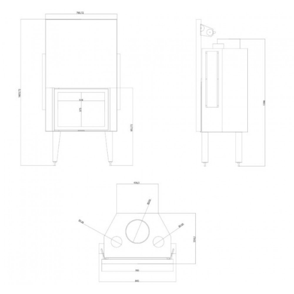Kamīna kurtuve Balkan Energy ATS STRAIGHT AIR 700, ar gaisa vadiem, 14.89kW | Kamīnu kurtuves | Kamīni |