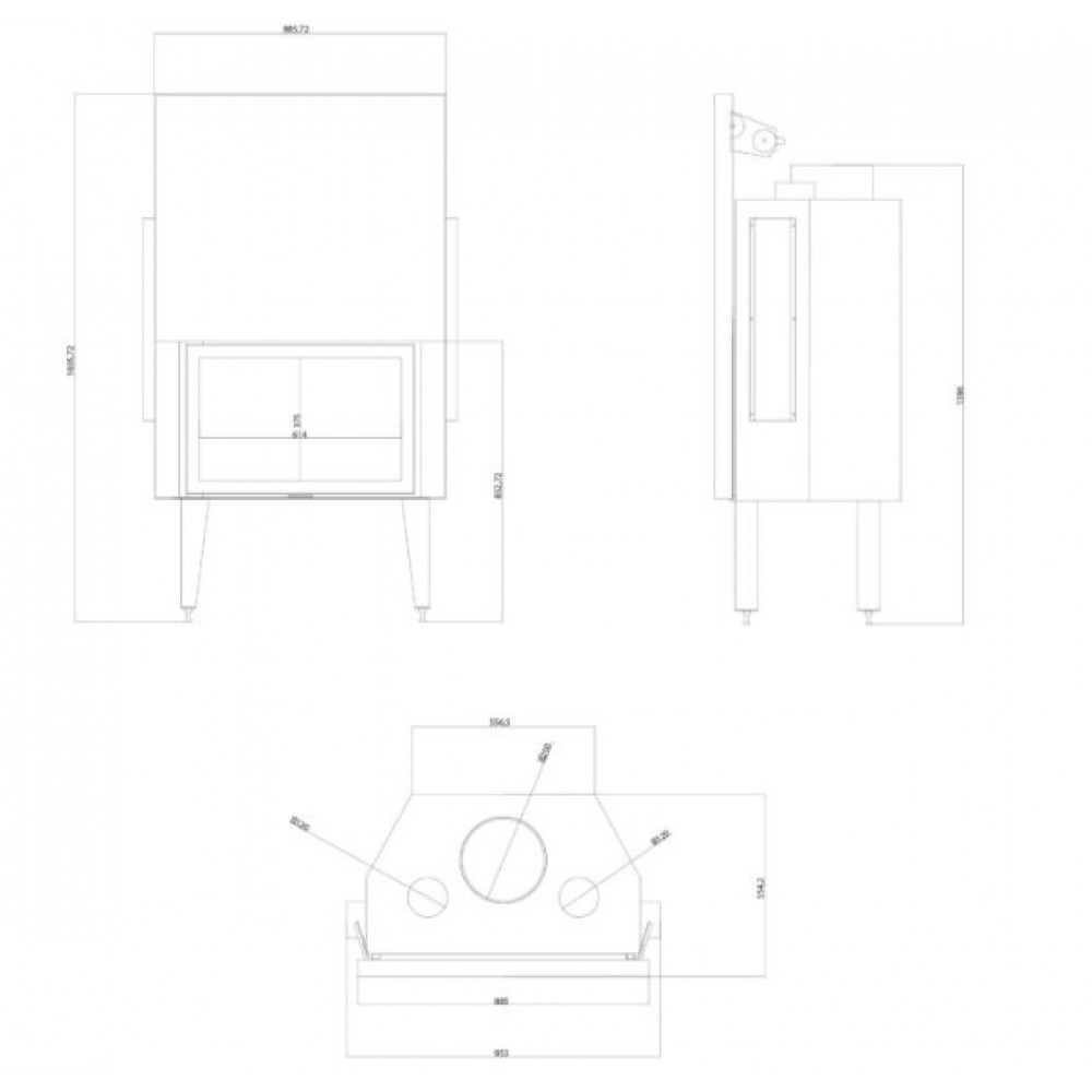 Kamīna kurtuve Balkan Energy ATS STRAIGHT AIR 800, ar gaisa vadiem, 15.95kW | Kamīnu kurtuves | Kamīni |