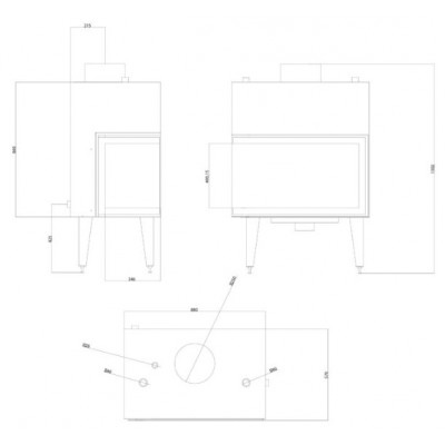 Central apkures kamīna kurtuve Balkan Energy ATS STABLE HYDRO CORNER 800, pa kreisi, 24.58kW - Central apkures kamīnu kurtuves