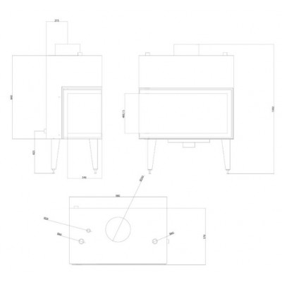 Central apkures kamīna kurtuve Balkan Energy ATS STABLE HYDRO CORNER 900, pa kreisi, 27.23kW - Central apkures kamīnu kurtuves