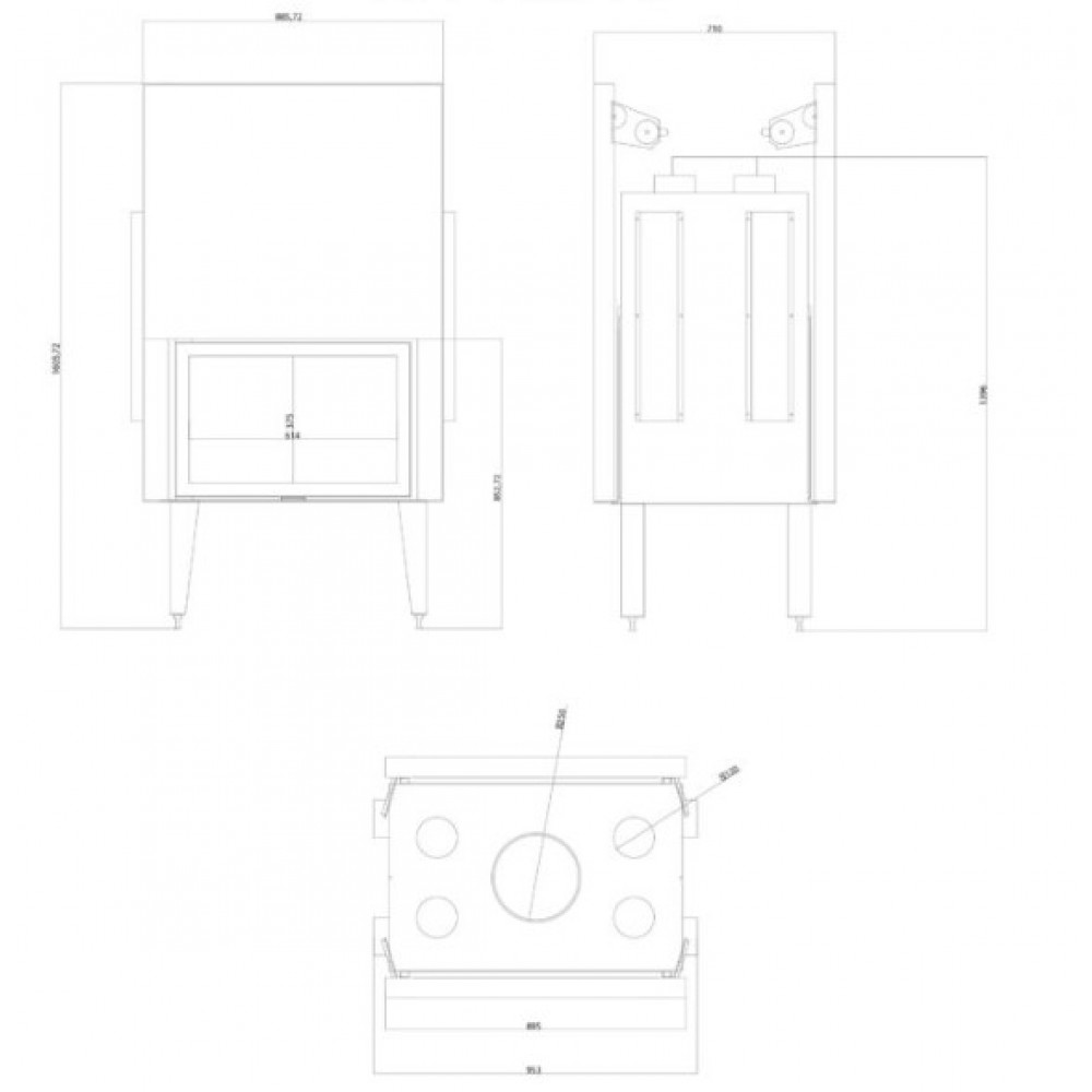 Kamīna kurtuve Balkan Energy ATS TUNNEL AIR 800, ar gaisa vadiem, 16.1kW | Kamīnu kurtuves | Kamīni |