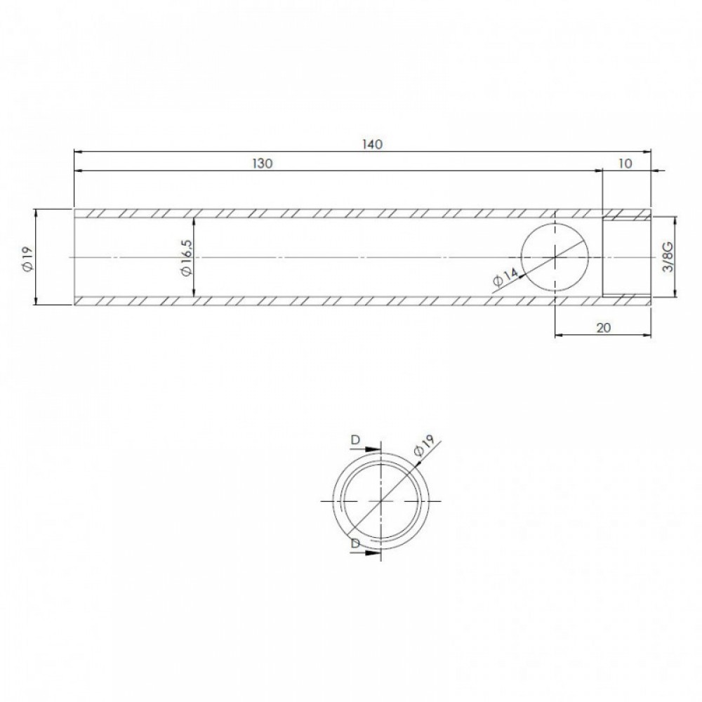 Caurule granulu krāsns aizdedzei, diametrs 19 mm, garums 140 mm, vītne 3/8" | Aizdedzes granulu krāsnīm | Granulu krāsns rezerves daļas |