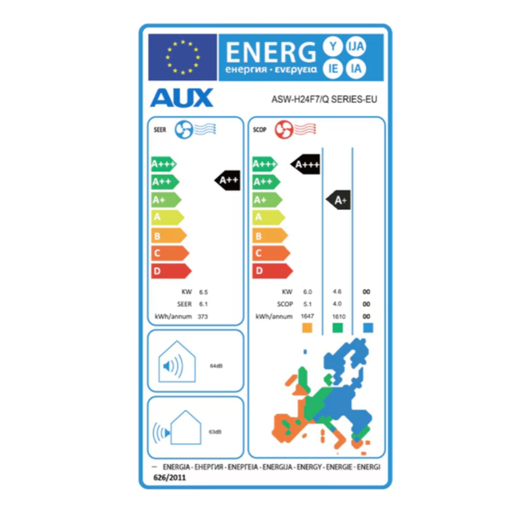 Gaisa kondicionieris ar WiFi AUX Q Plus Series inverteris, 24000 BTU |  |  |
