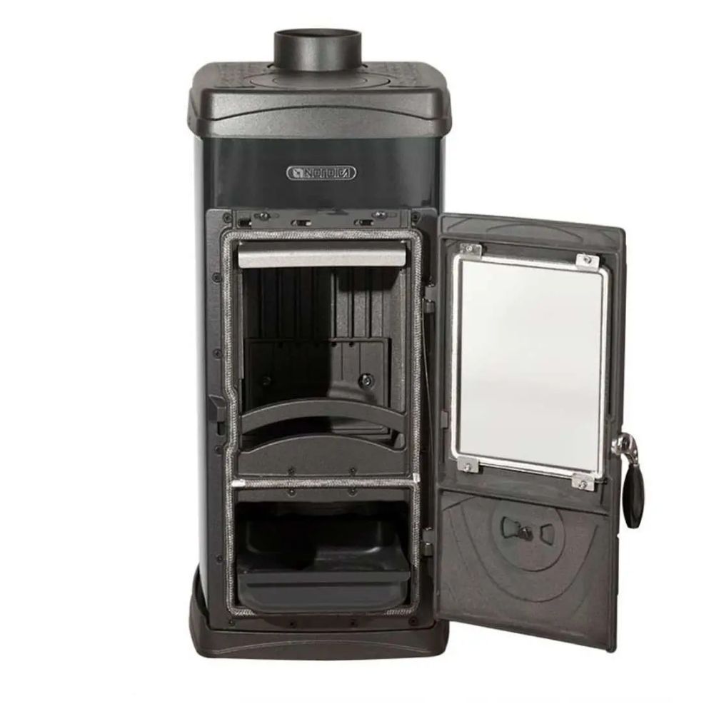 Italian čuguna malkas krāsnis La Nordica Super Junior, melns, 5.7kW | Malkas krāsnis ar gaisa apkuri | Malkas krāsnis |