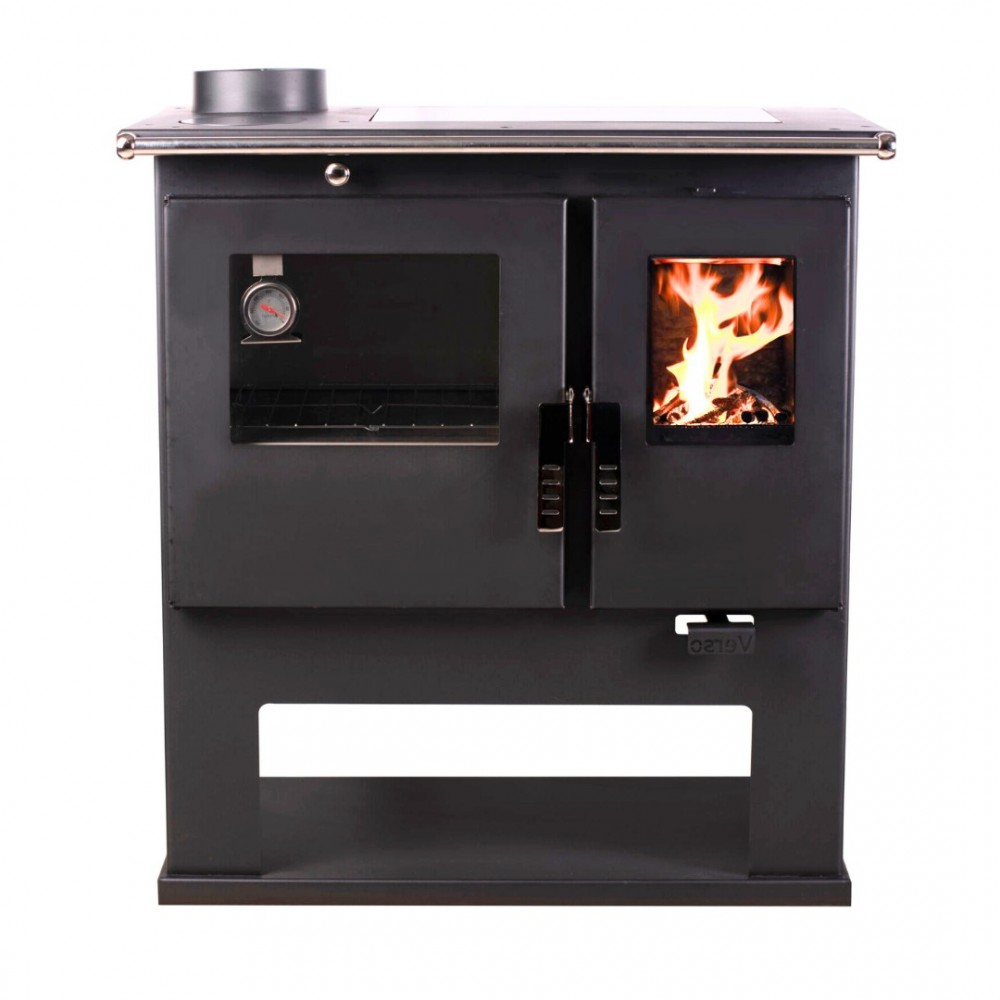 Malkas plīts Verso CS Inox Ceramic Kreisā ar nerūsējošā tērauda cepeškrāsni un stikla keramikas virsmu, 7.7kW | Malkas krāsnis ar cepeškrāsni | Malkas krāsnis |
