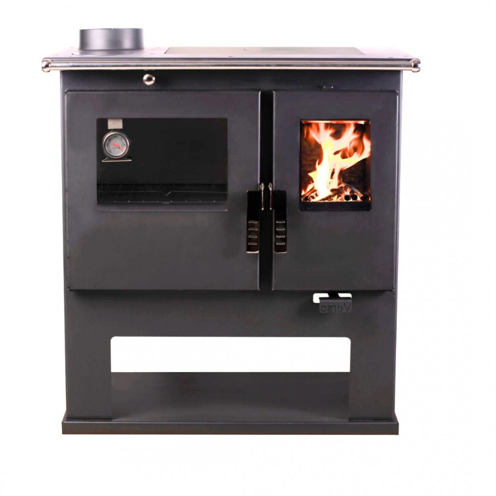 Malkas plīts Verso CS Inox ar nerūsējošā tērauda cepeškrāsni, Kreisā, 7.7kW | Malkas krāsnis ar cepeškrāsni | Malkas krāsnis |