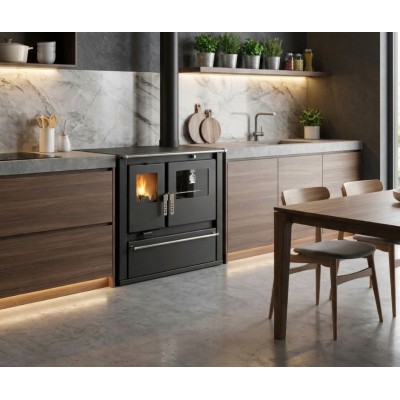 Malkas plīts Verso CS Plus ar tērauda cepeškrāsni un tērauda virsmu, Melna, Labā, 7.7kW - Verso