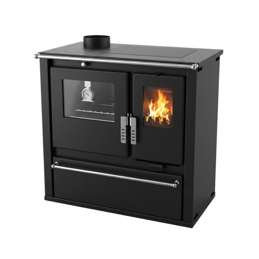 Malkas plīts Verso CS Plus ar nerūsējošā tērauda cepeškrāsni un tērauda virsmu, Melna, Kreisā, 7.7kW