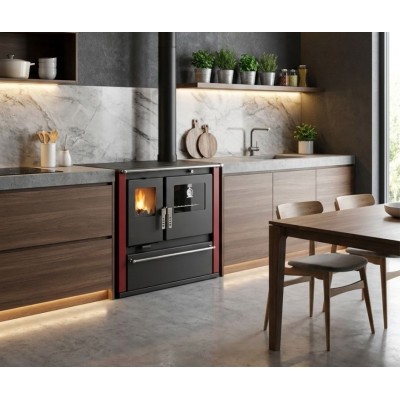 Malkas plīts Verso CS Plus ar tērauda cepeškrāsni un tērauda virsmu, Sarkana, Labā, 7.7kW - Verso