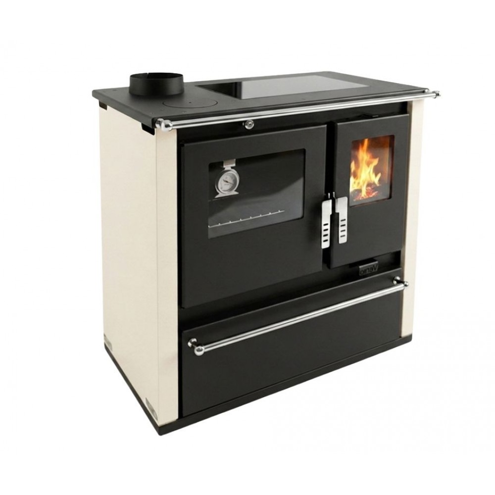 Malkas plīts Verso CS Plus ar nerūsējošā tērauda cepeškrāsni un stikla keramikas virsmu, Ziloņkaula, Kreisā, 7.7kW