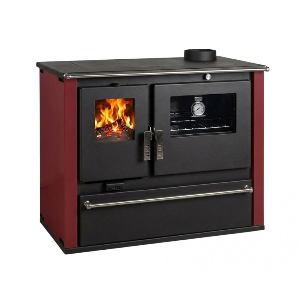 Malkas plīts Verso CS Plus ar tērauda cepeškrāsni un tērauda virsmu, Sarkana, Labā, 7.7kW