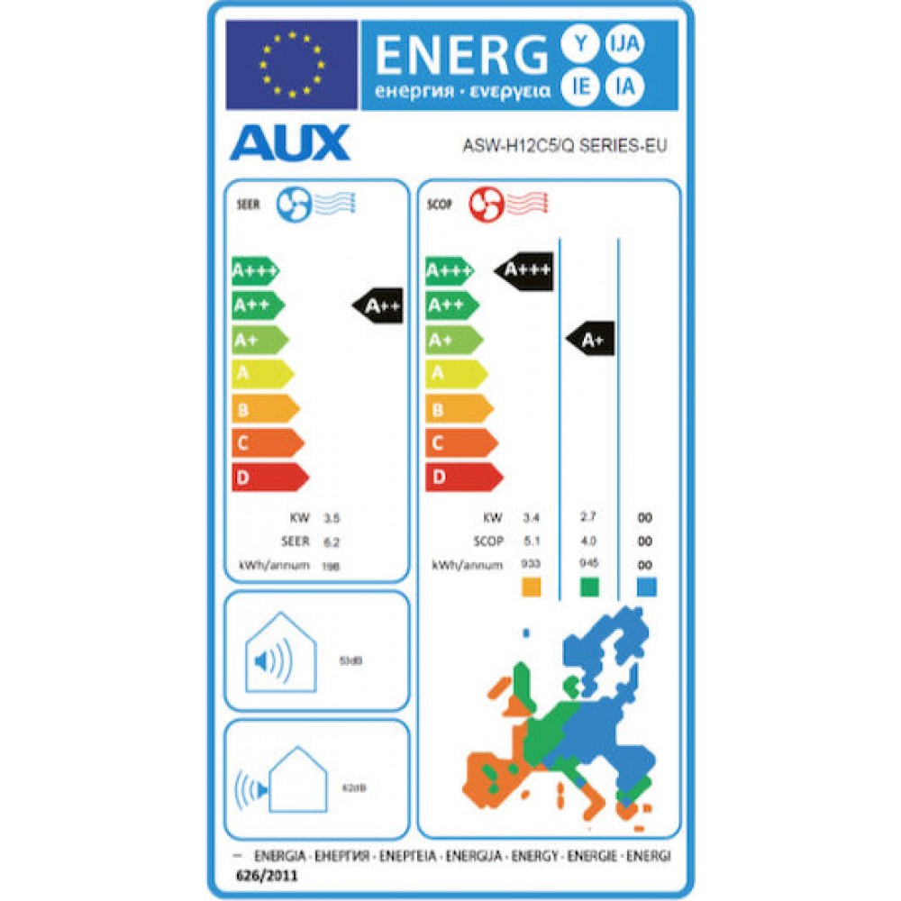 Gaisa kondicionieris ar WiFi AUX inverteris, 12000 BTU |  |  |