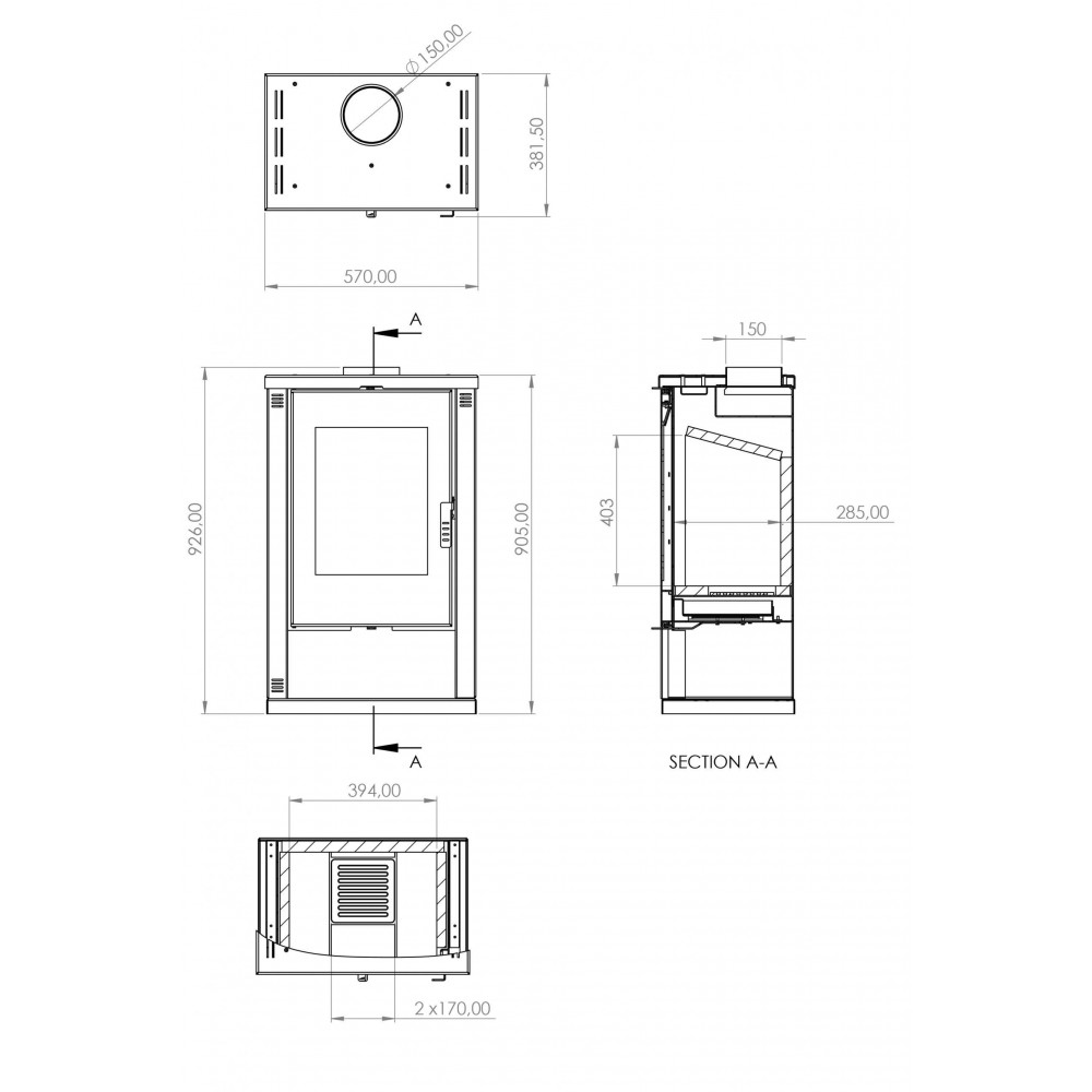 Malkas krāsns Verso Lheia, 7.5 kW | Malkas krāsnis gaiss | Malkas krāsnis |