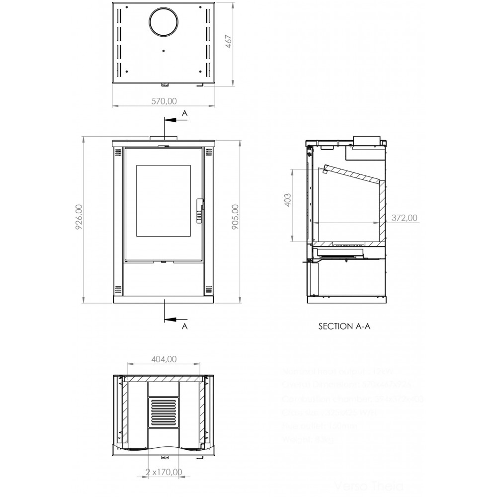 Malkas krāsns Verso Theia, Ivory, 9kW | Malkas krāsnis gaiss | Malkas krāsnis |