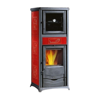 Itāļu malkas krāsnis ar cepeškrāsni La Nordica Rossella Plus Forno Evo, sarkans, 9.4kW - Malkas krāsnis