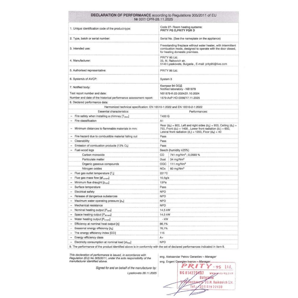 Malkas krāsns ar cepeškrāsni Prity FGR D, 14,5 kW | Malkas krāsnis ar gaisa apkuri | Malkas krāsnis |