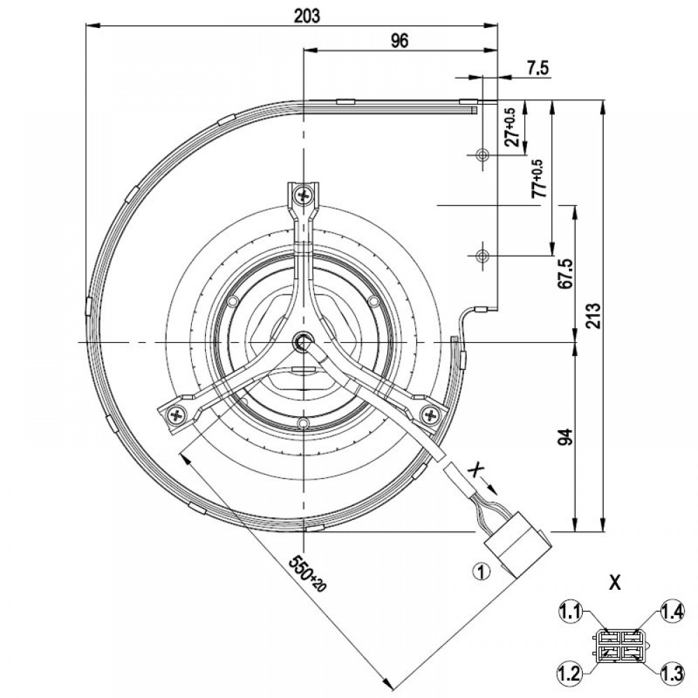 Centrbēdzes ventilators EBM granulu krāsnīm Edilkamin, Karmek One, Citi plūsma 590 m³/h | Ventilatori un pūtēji | Granulu krāsns daļas |