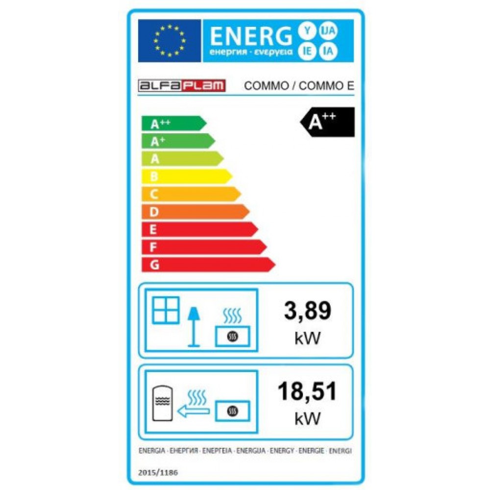 Centrālapkures granulu krāsns Alfa Plam Commo, Melns, 22.5 kW | Centrālapkures granulu krāsnis | Granulu krāsnis |