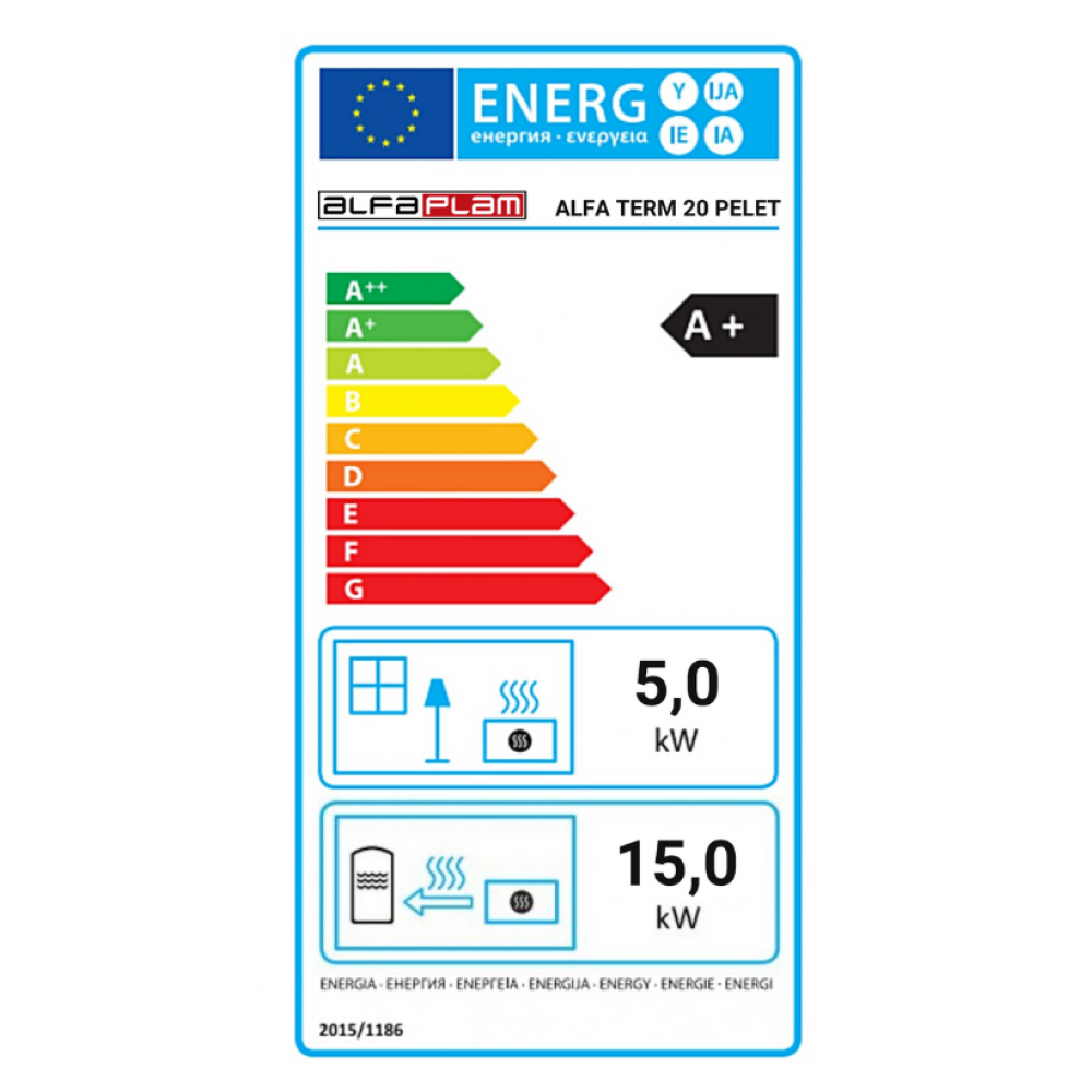 Centrālapkures granulu plīts Alfa Plam Alfa Term 20 Pellet, Balts, 20 kW | Granulu plītis | Granulas |