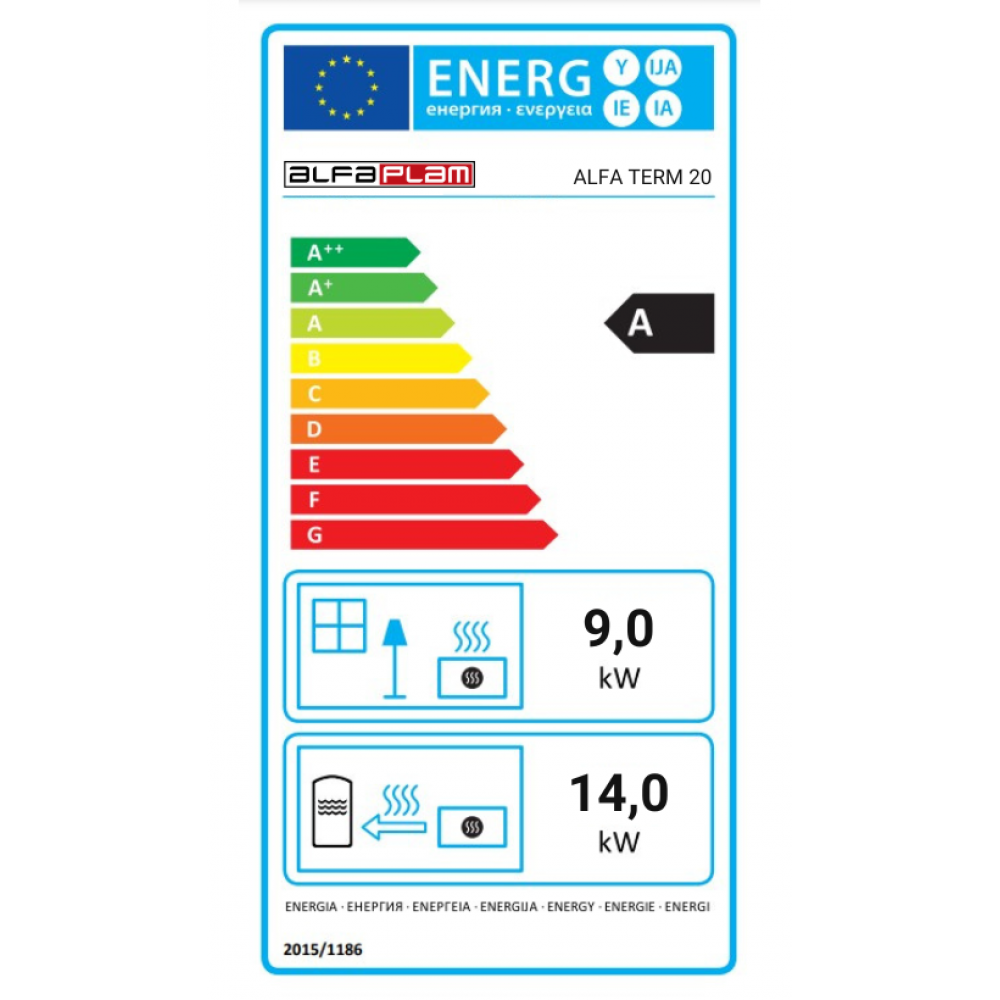 Malkas plīts ar centrālapkuri Alfa Plam Alfa Term 20 Sarkans, 23kW | Malkas plītis | Malka |