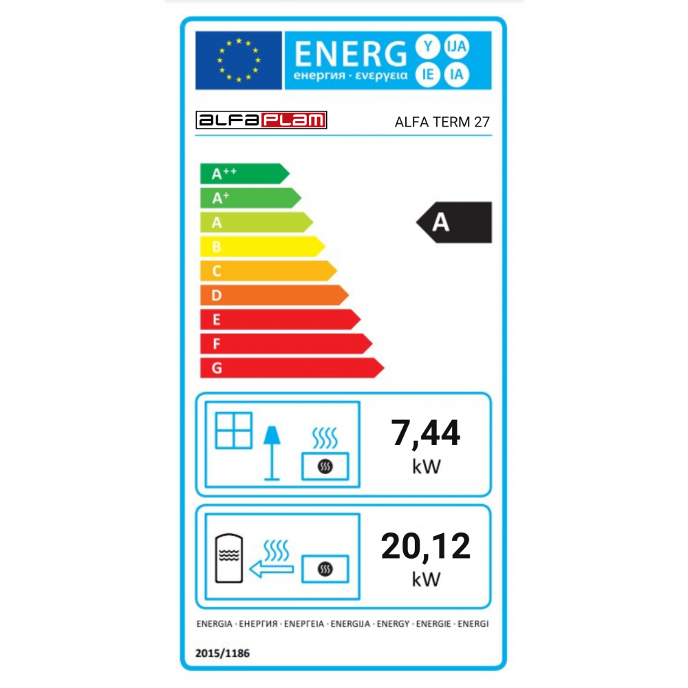 Malkas plīts ar centrālapkuri Alfa Plam Alfa Term 27 Antakss, 27.56kW | Malkas plītis | Malka |