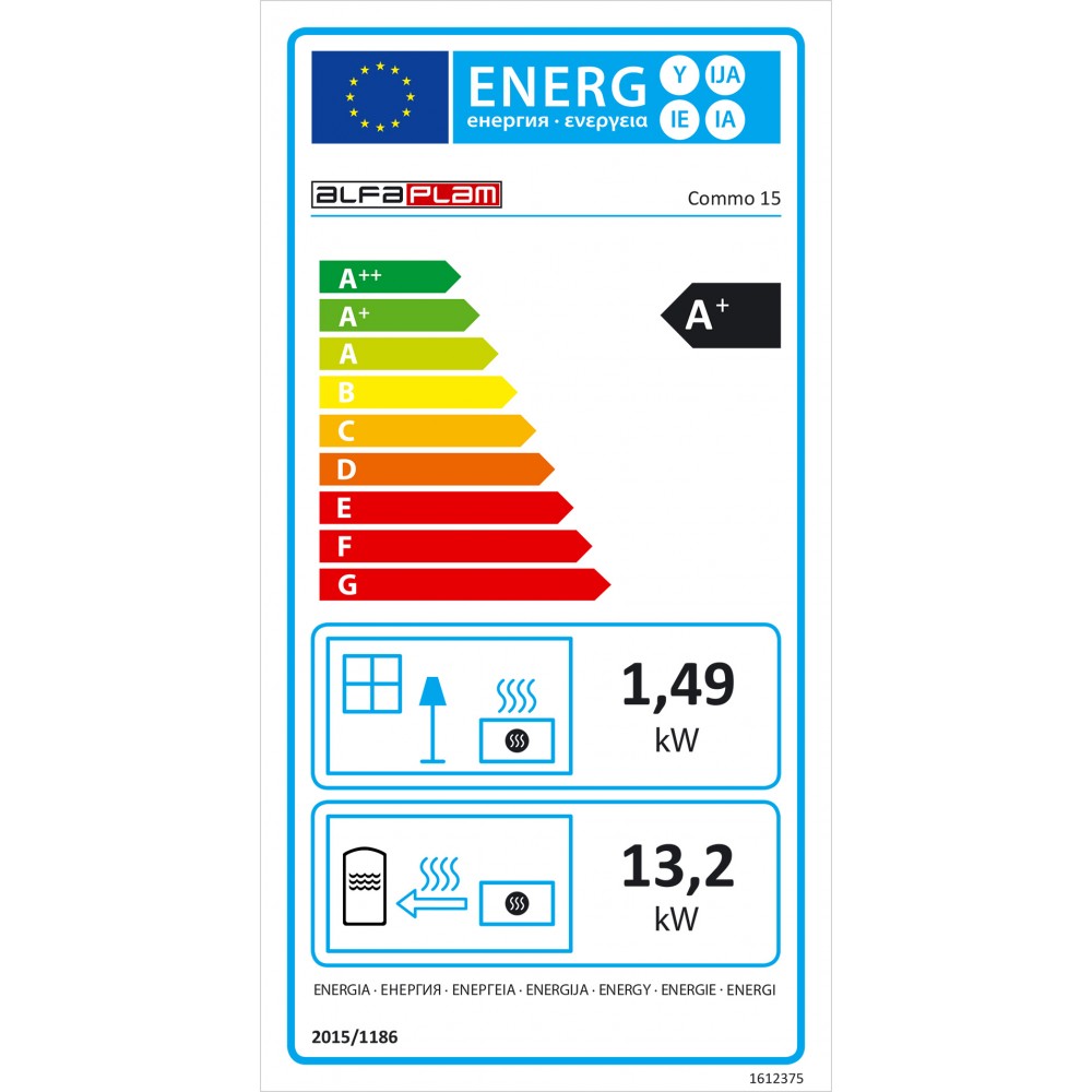 Centrālapkures granulu krāsns Alfa Plam Commo 15, Melns, 15 kW | Centrālapkures granulu krāsnis | Granulu krāsnis |