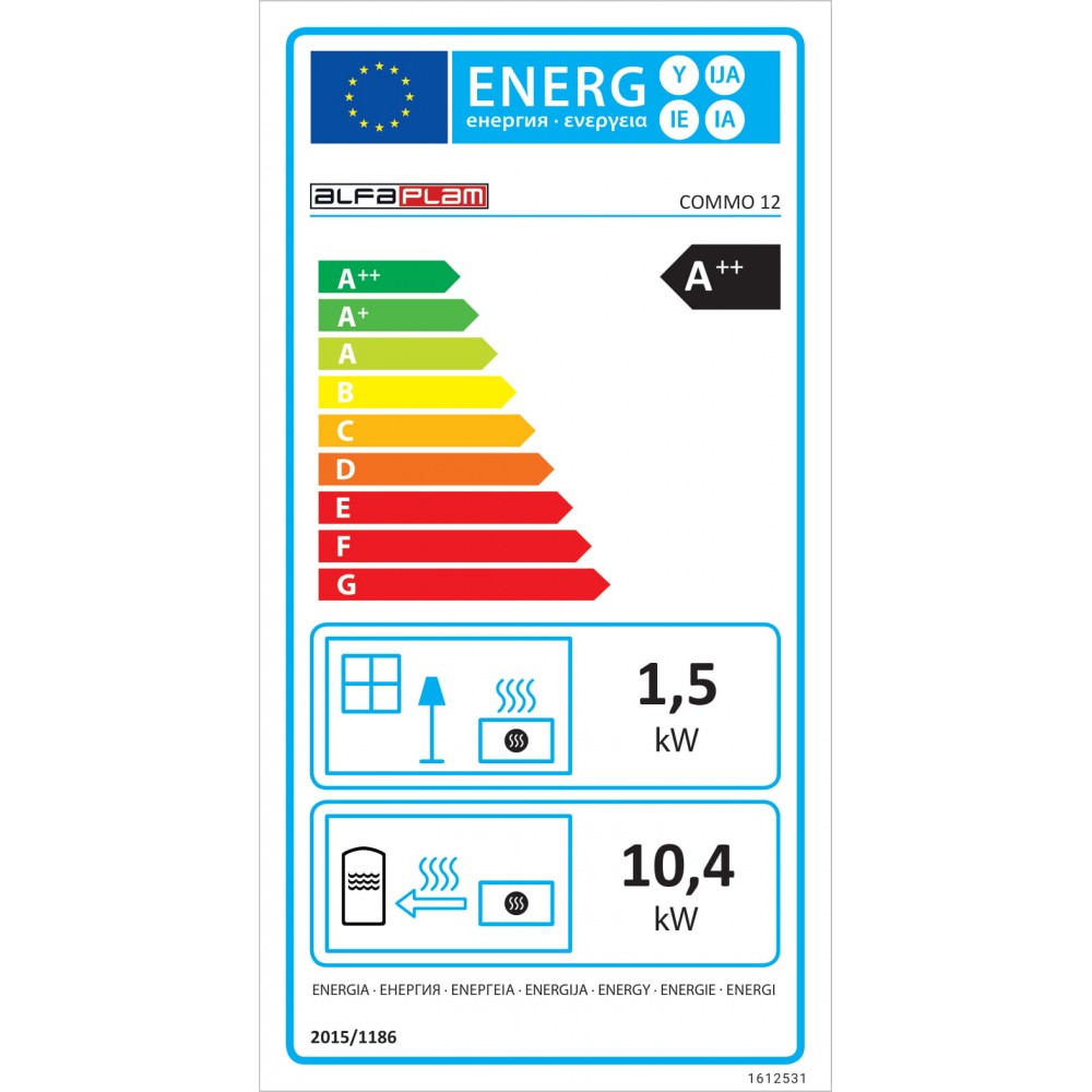 Centrālapkures granulu krāsns Alfa Plam Commo 12, Ziloņkaula, 12 kW | Centrālapkures granulu krāsnis | Granulu krāsnis |