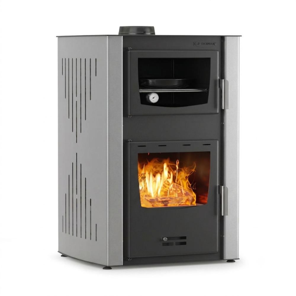 Malkas krāsns ar centrālapkuri ar cepeškrāsni Velmora Fire ATS HYDRO ΜΑSΙΝΑ 90-25 pelēka, 25kW | Malkas krāsnis ar centrālo apkuri | Malkas krāsnis |