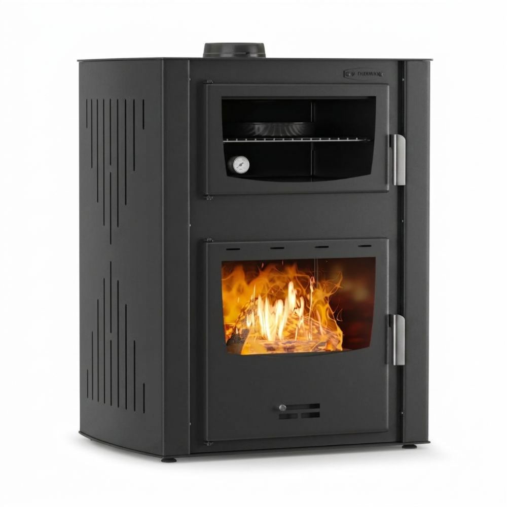 Malkas krāsns ar centrālapkuri ar cepeškrāsni Velmora Fire ATS HYDRO ΜΑSΙΝΑ 90-30 melna, 35kW | Malkas krāsnis ar centrālo apkuri | Malkas krāsnis |