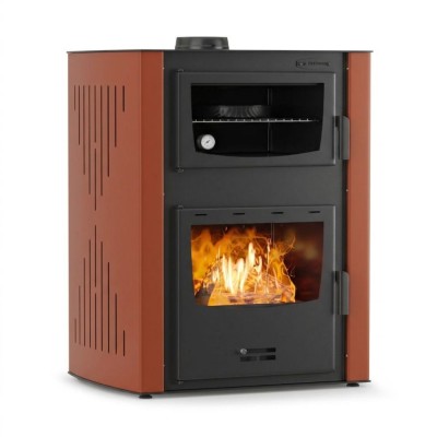 Malkas krāsns ar centrālapkuri ar cepeškrāsni Velmora Fire ATS HYDRO ΜΑSΙΝΑ 90-30 terakota, 35kW - Malkas krāsnis ar centrālo apkuri
