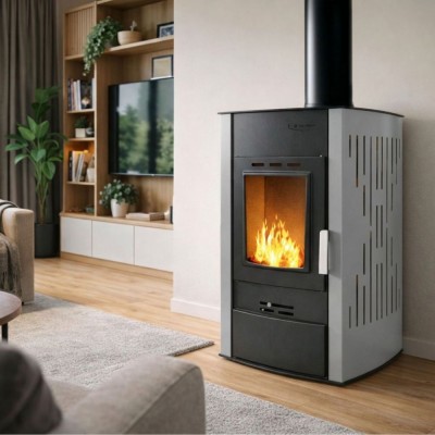 Malkas krāsns ar centrālapkuri Velmora Fire ATS HYDRO pelēka, 25kW - Malkas krāsnis ar centrālo apkuri