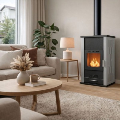 Malkas krāsns ar centrālapkuri Velmora Fire ATS HYDRO pelēka, 33kW - Malkas krāsnis ar centrālo apkuri