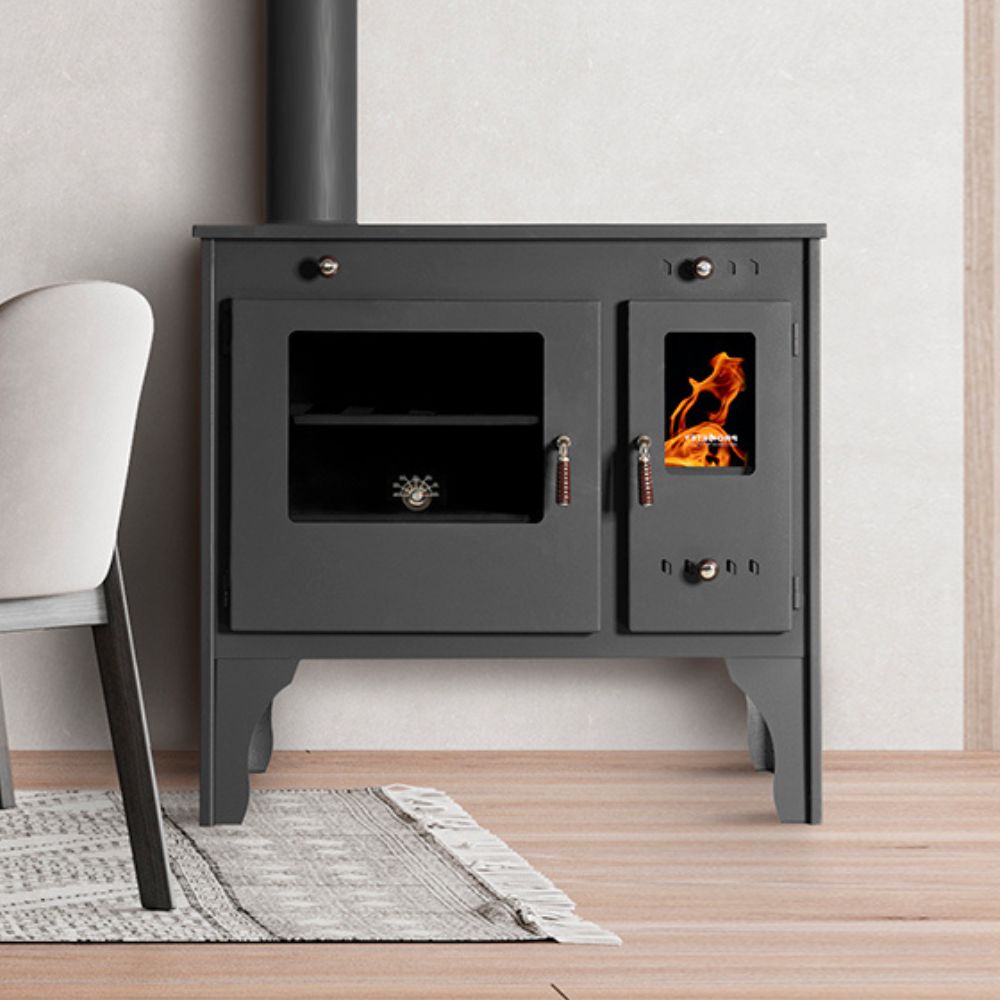 Malkas plīts Prometey Retro Eco ar kreiso dūmvadu, 7kW |  |  |