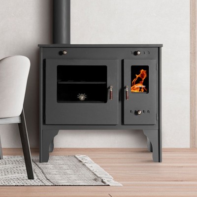 Malkas plīts Prometey Retro Eco ar kreiso dūmvadu, 7kW - Malkas krāsnis