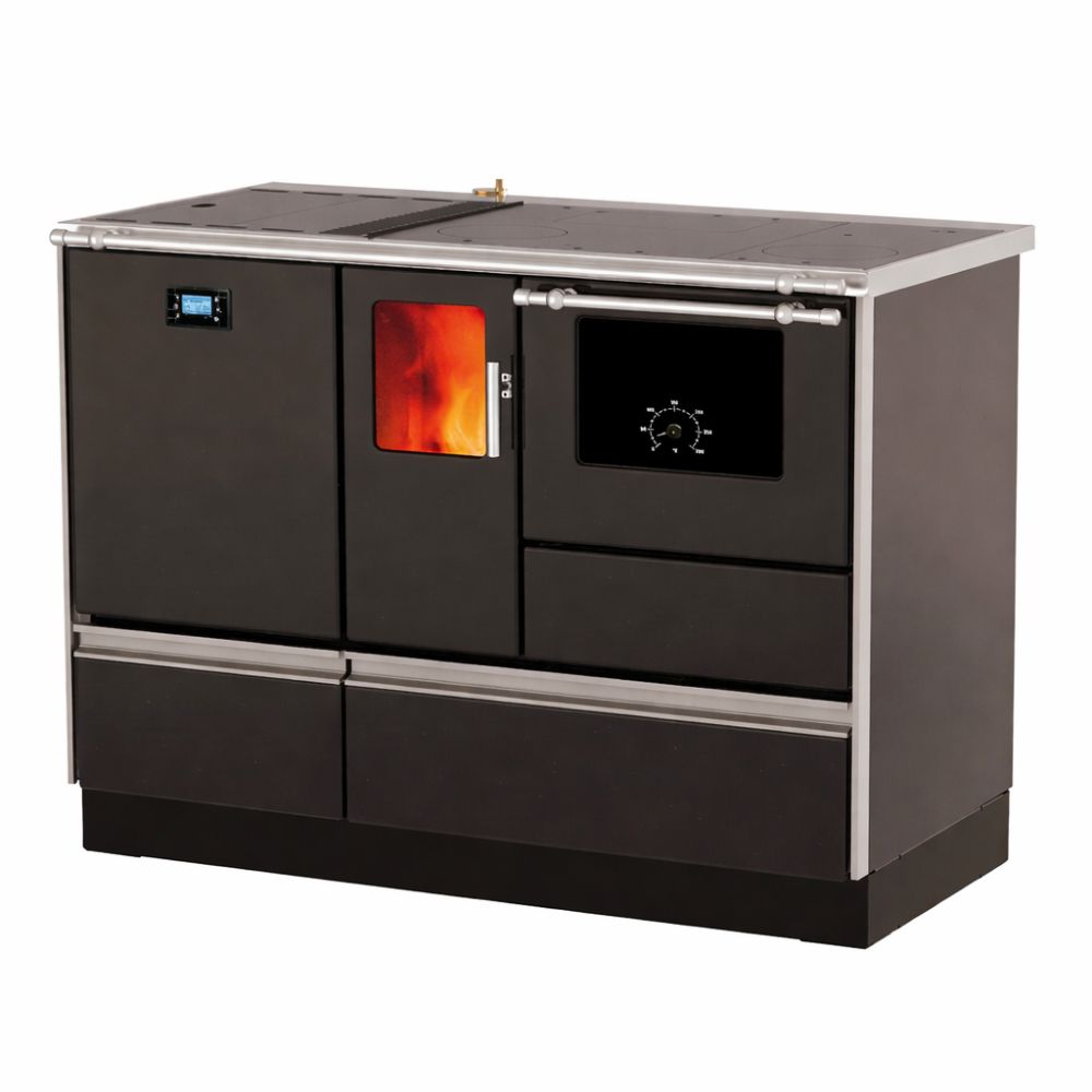 Centrālapkures granulu plīts Alfa Plam Alfa Term 20 Pellet, Antracīts, 20 kW | Granulu plītis | Granulas |