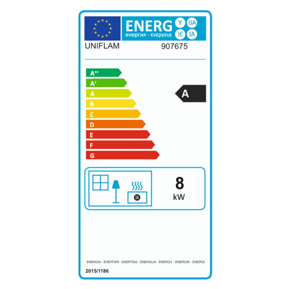 Kamīna kurtuve UNIFLAM 700 ECO ar aizbīdni un gaisa padevi, 8 kW | Čuguna kamīni | Kamīni |