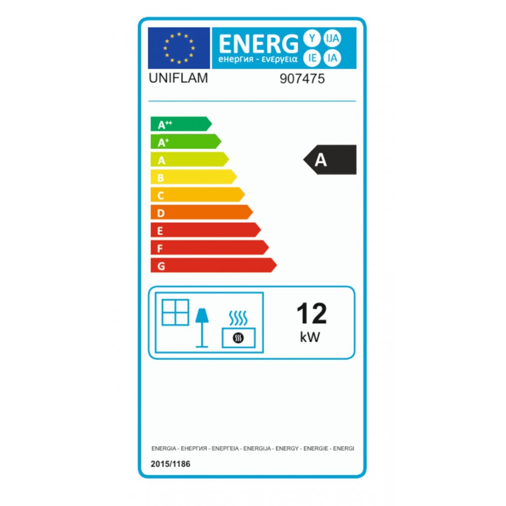 Kamīna kurtuve UNIFLAM 700 OPTIMA ECO ar aizbīdni un gaisa padevi, 12 kW | Čuguna kamīni | Kamīni |