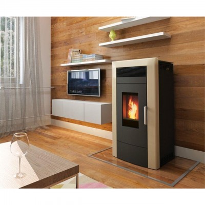 Granulu kamīns ar centrālo apkuri Alfa Plam Commo, ziloņkauls,  22.5 kW - Granulu katli