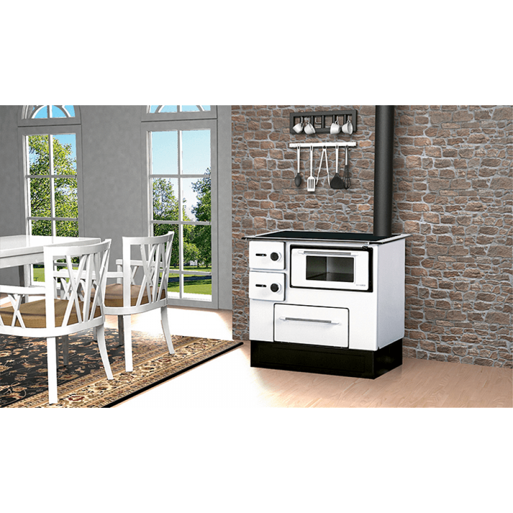 Malkas plīts Alfa Plam Regular 46 Balts Kreisais, 5kW | Malkas plītis | Malka |