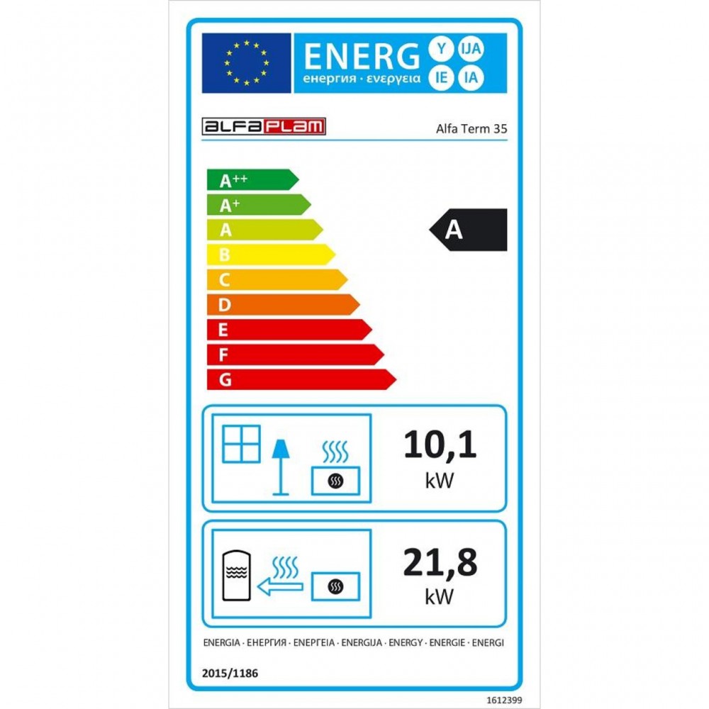 Malkas plīts ar centrālapkuri Alfa Plam Alfa Term 35 Balts-Kreisais, 32kW | Malkas plītis | Malka |