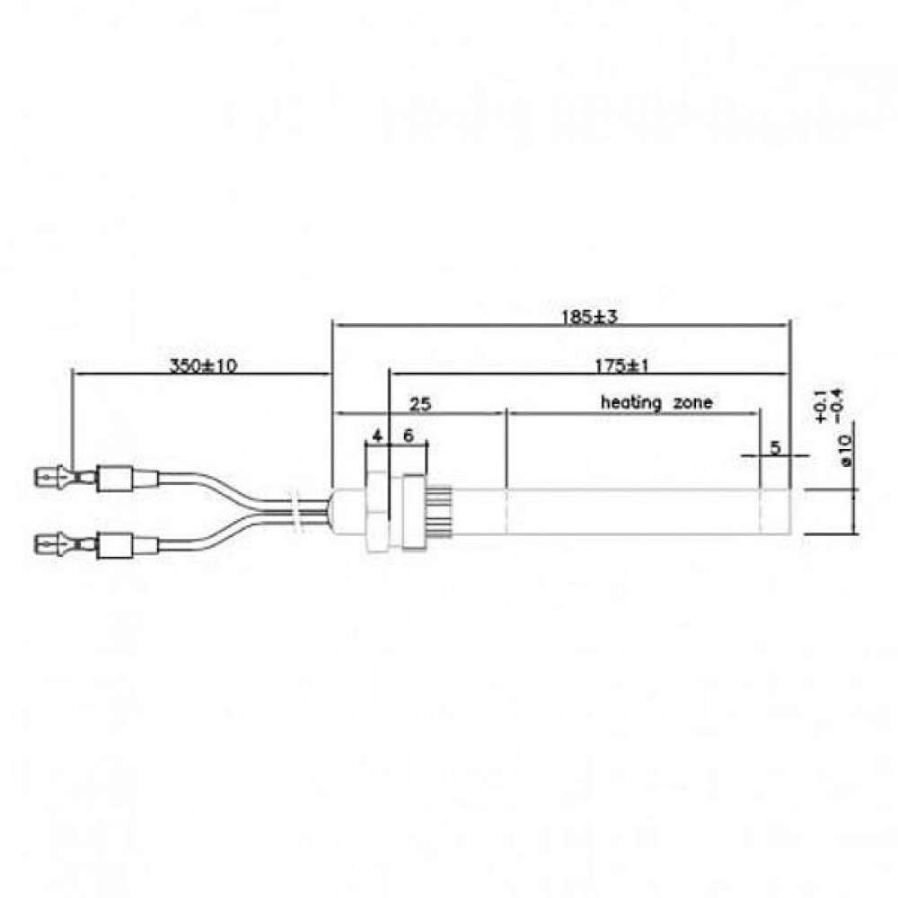 Aizdedze granulu krāsnīm kopējais garums 185 mm, 350W | Aizdedzes granulu krāsnīm | Granulu krāsns rezerves daļas |